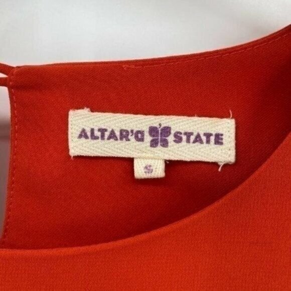 Altar'd State Orange Lace Bell Sleeves Scoop Neck Cotton Small Sheath Dress NWT - Picture 7 of 11